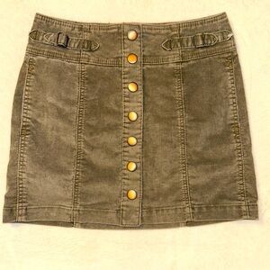NEW GAP CORDUROY BUCKLES MINI SKIRT COPPER SNAPS SNAP DOWN SIZE 1 VINTAGE EUC
